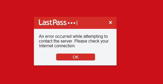 Lastpass: Pri kontaktovaní servera sa vyskytla chyba