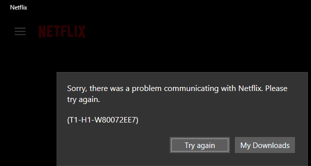 Rješavanje problema Netflix pogreške T1-H1