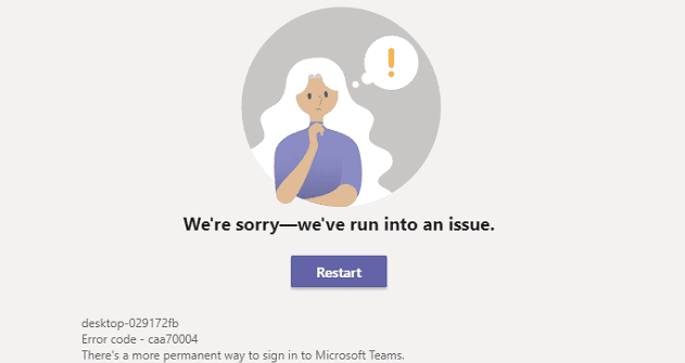 Jak opravit chybu Microsoft Teams caa70004