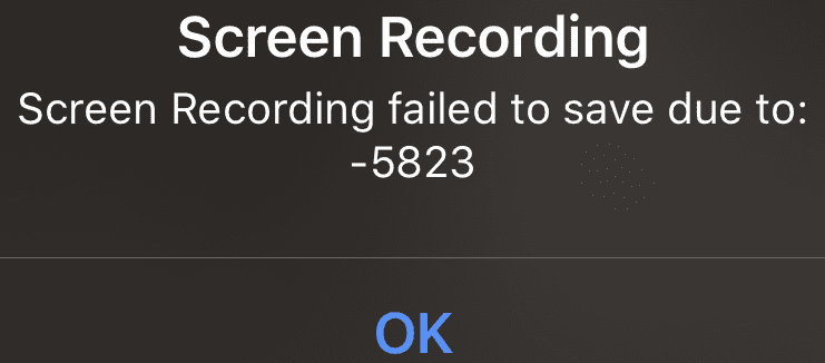 Pataisyti ekrano įrašymo nepavyko išsaugoti dėl 5823