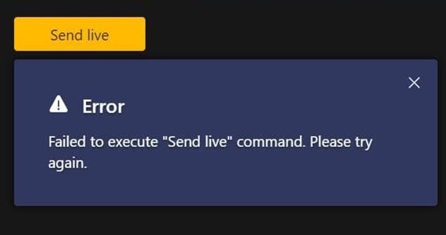 Teams Live: Nepodařilo se provést příkaz Send Live