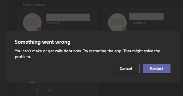 Chyba Teams: Práve teraz nemôžete telefonovať ani prijímať hovory