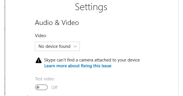 „Skype“: negaliu rasti prie jūsų įrenginio prijungtos kameros
