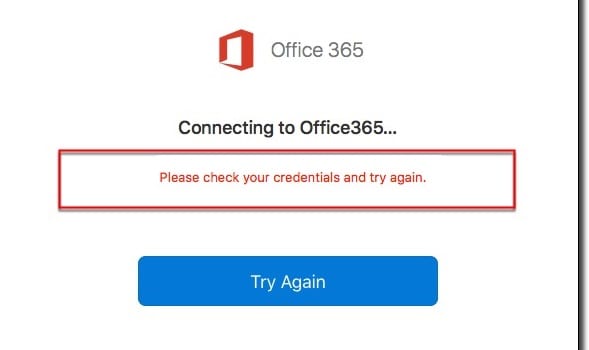 Office 365: Не може да се удостовери вашите идентификационни данни