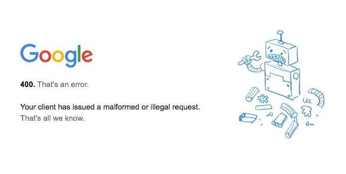 Korjaa Google Chrome Bad Request Error 400