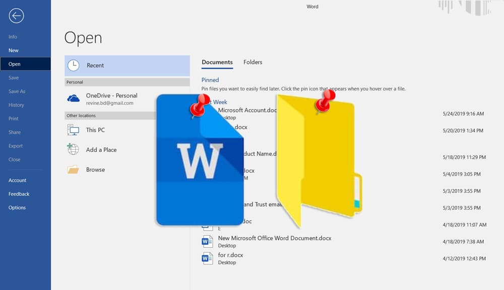 Kuinka kiinnittää tiedosto tai kansio Microsoft Officen avoimeen luetteloon ajan säästämiseksi