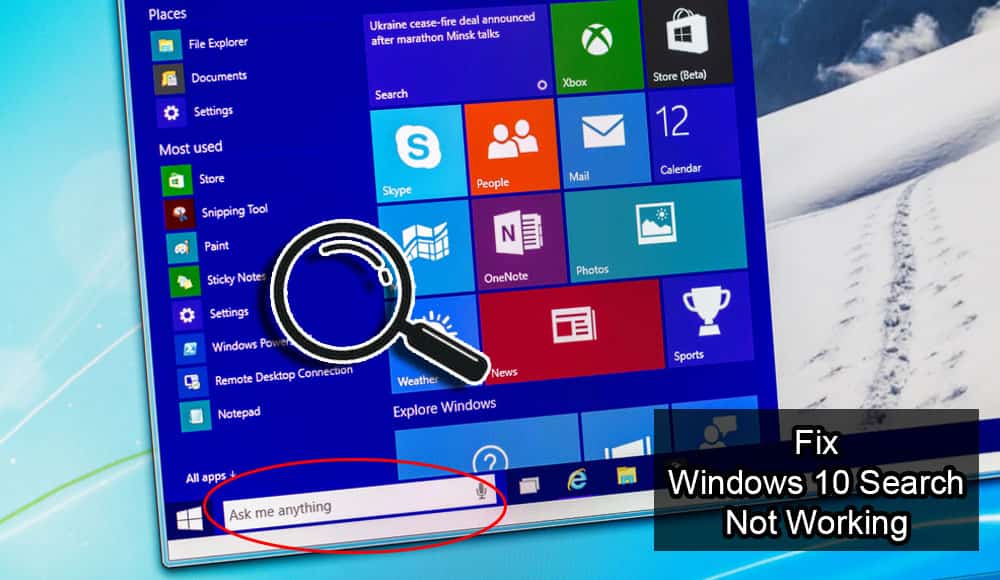 Arregla la cerca de Windows 10 que no funciona