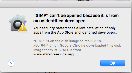 MacOS: Onemogućite {appname} se ne može otvoriti jer je od neidentificiranog programera