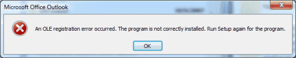 Outlook: error Sha produït un error de registre OLE. El programa no està instal·lat correctament...