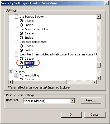 IE: Desactiveu La pàgina web actual està intentant obrir un lloc a la vostra llista de llocs de confiança. Vols permetre això? Missatge