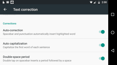 Android 8: desactiva la correcció automàtica