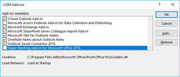 Outlook: activar/desactivar complements