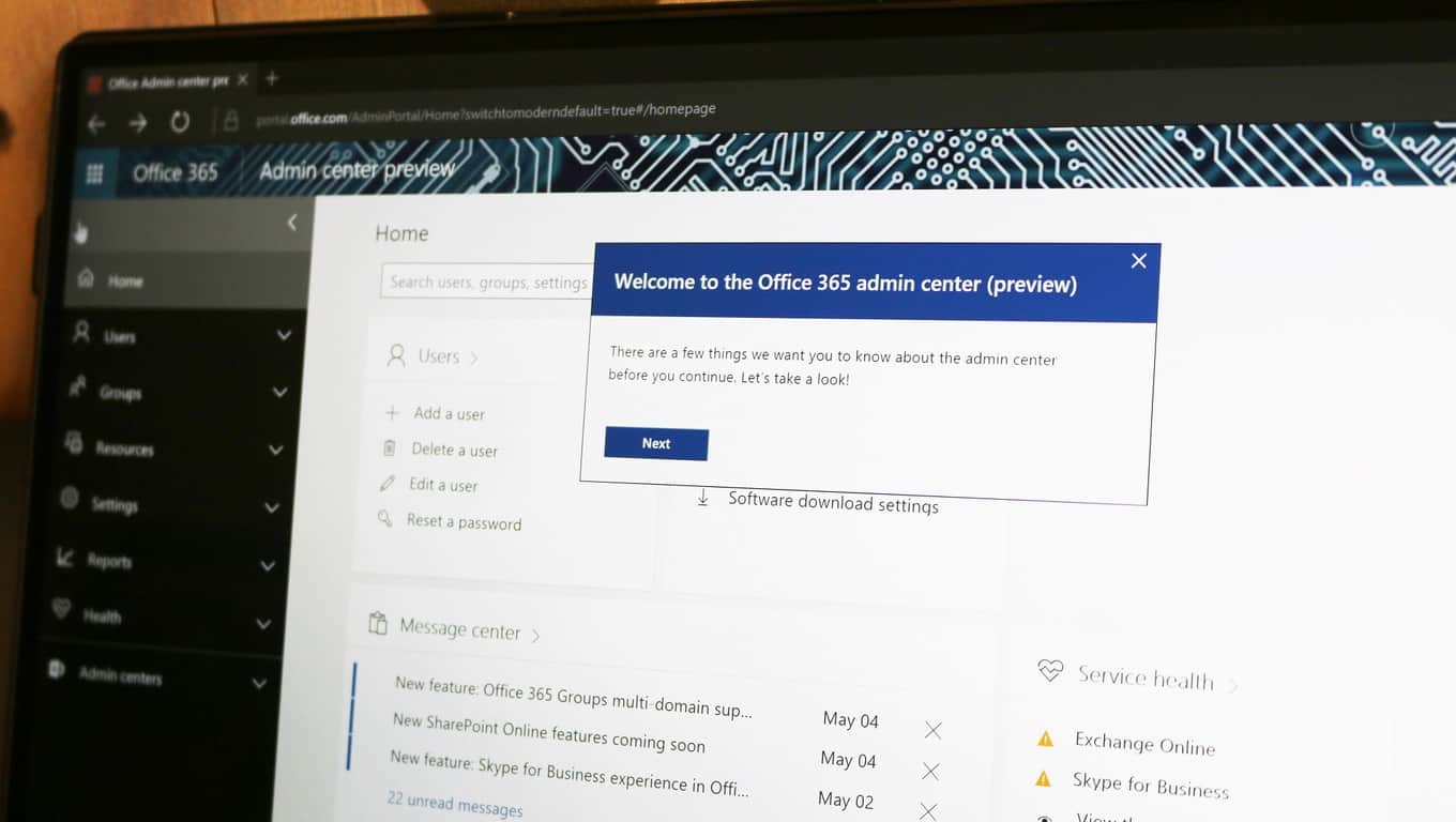 Jak používat a přizpůsobovat domovskou obrazovku Centra pro správu Office 365