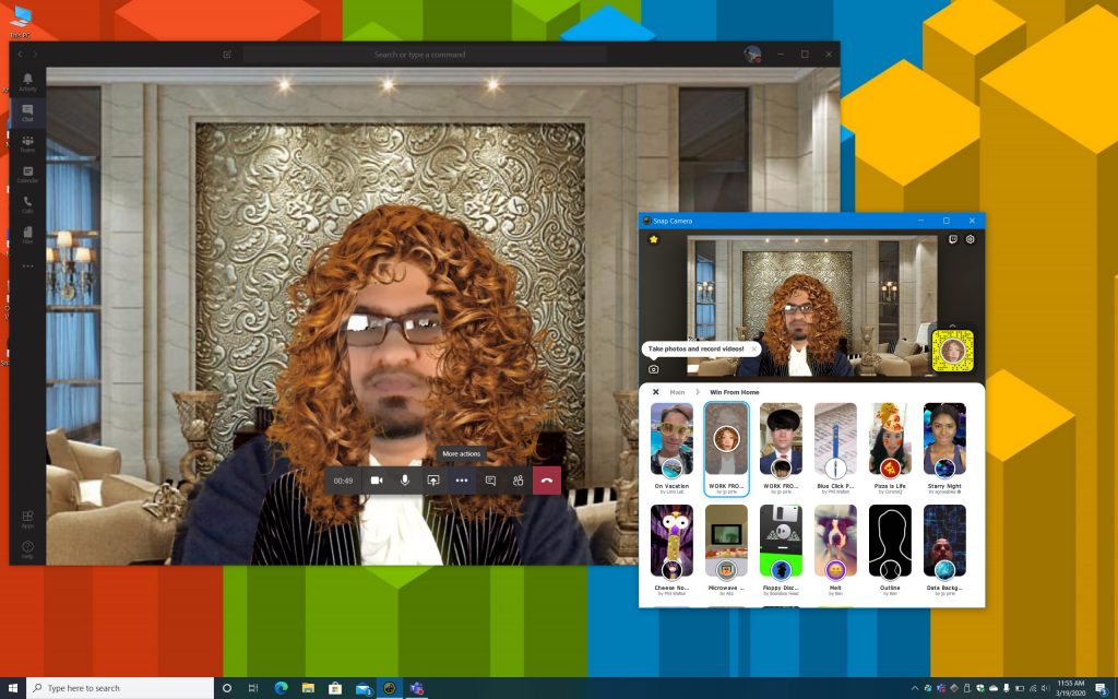 Tukaj je opisano, kako uporabiti Snapchat Camera v sistemu Windows 10 za popestritev klicev Microsoft Teams