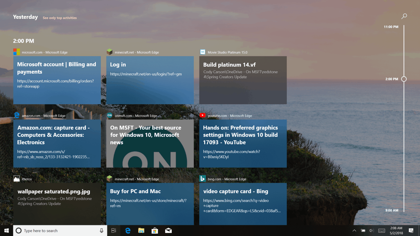 Windows 10:n aikajanahistorian poistaminen