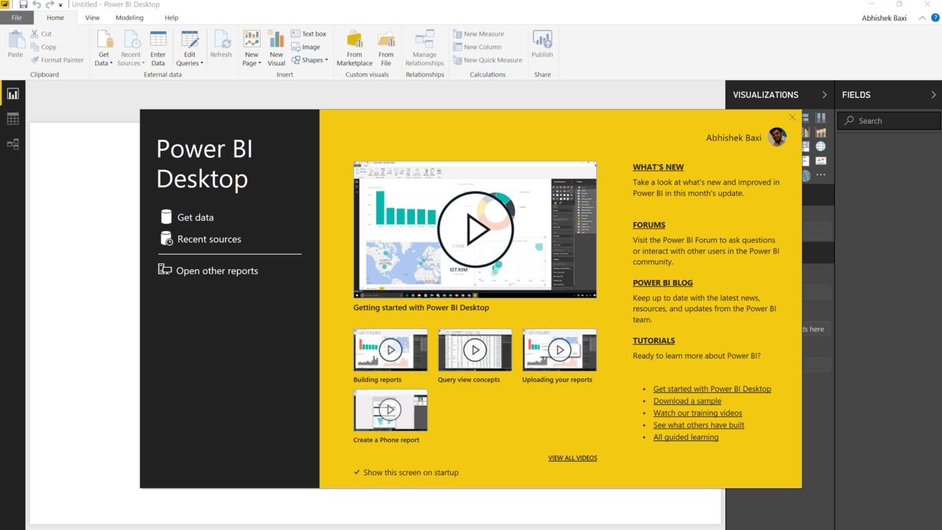 Að byrja með Power BI Desktop