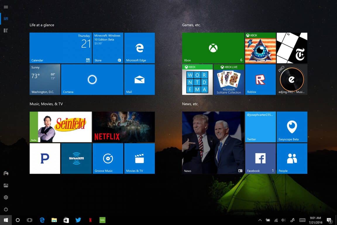 Kuinka ottaa koko näytön Käynnistä-valikko käyttöön Windows 10:ssä