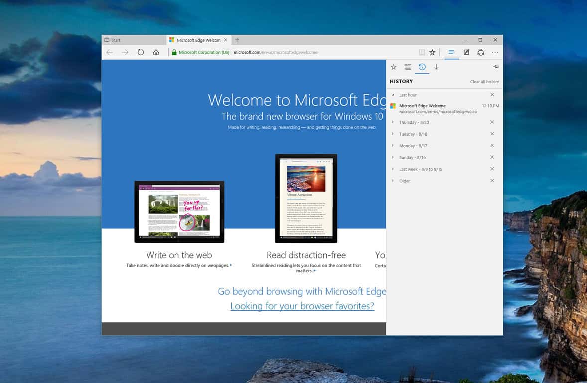 Microsoft Edge -selaushistorian tarkasteleminen tai poistaminen