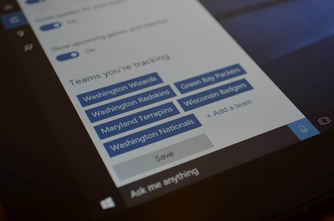 Windows 10 Kuidas: oma lemmikmeeskondade jälgimine Cortana abil