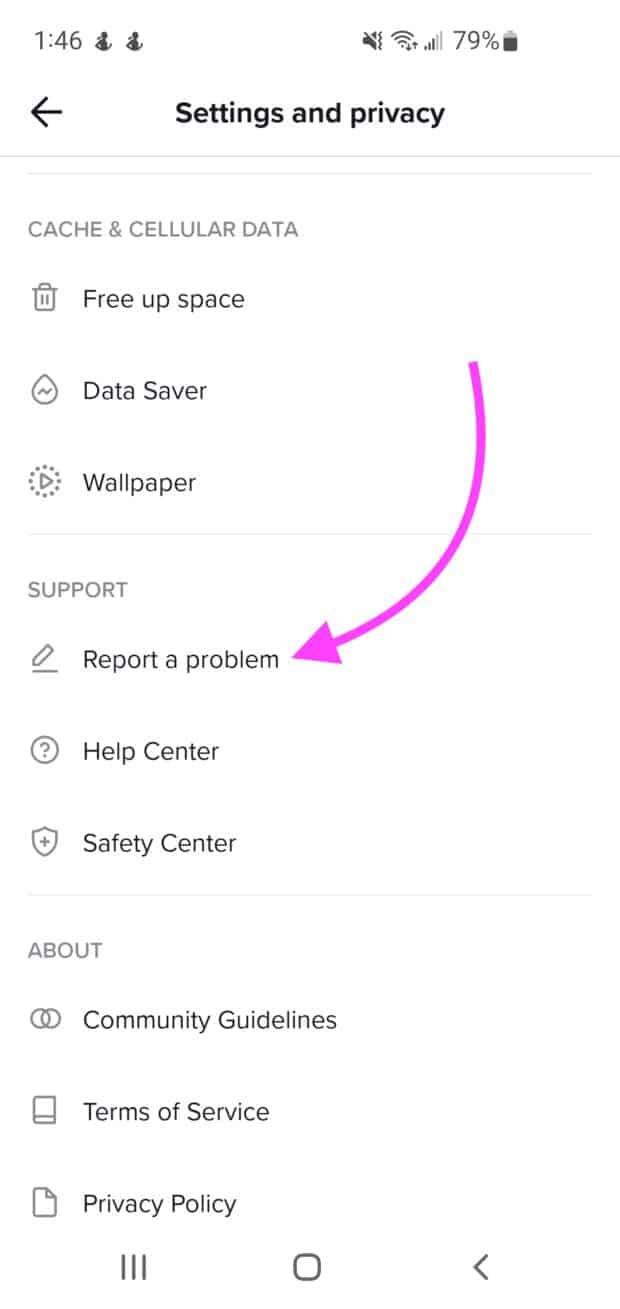 TikTok-support rapporterar ett problem
