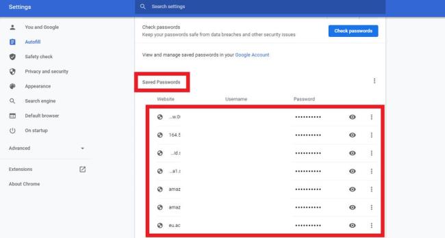 Google chrome hittar sparade lösenord