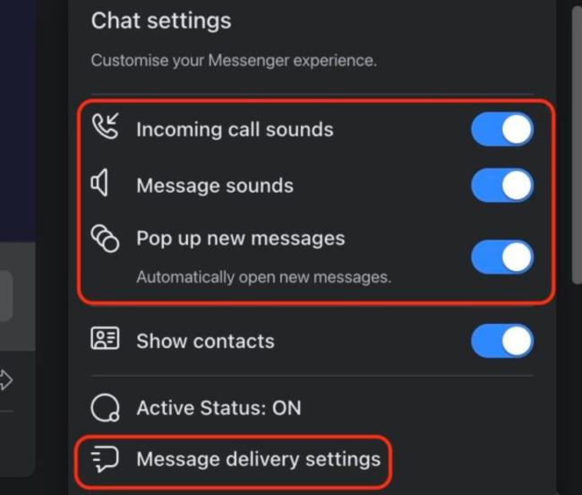 Gestió de notificacions d'escriptori de facebook messenger