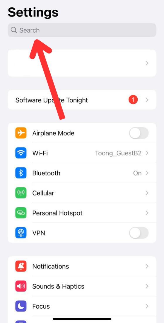 Barra de cerca de configuració del telèfon iOS