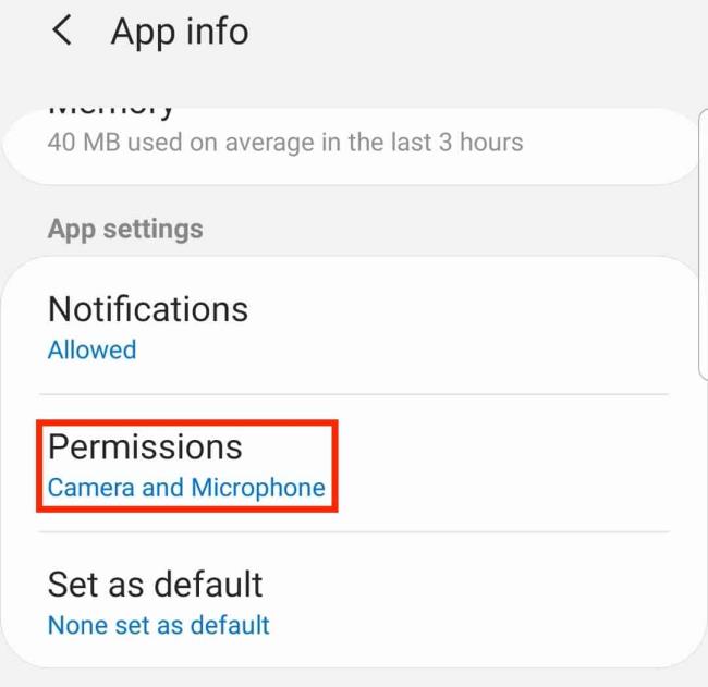 App Info-tillatelser på Android-enhet