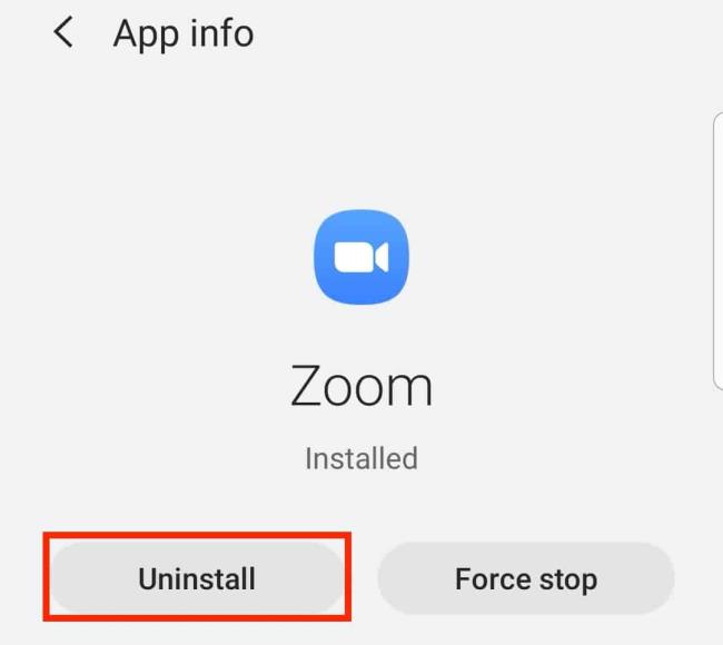 Možnost odinstalovat na zařízení Android