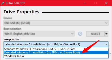 Windows 11 -kuva ilman tpm:ää ja suojattua käynnistystä