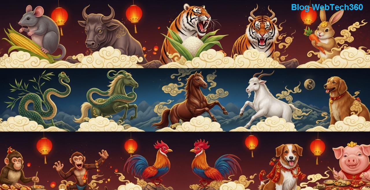 Illustrasjon av Gris og Hest i kinesisk zodiac