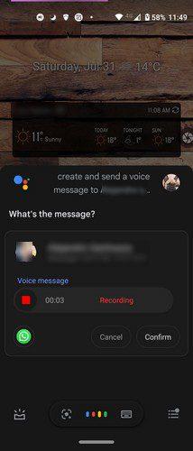 Ääniviestien lähettäminen Google Assistantin avulla