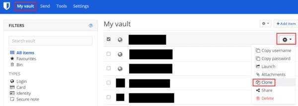 Bitwarden: Hur man klona en post