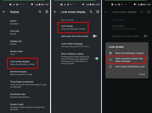 Kako skriti občutljive podatke na zaklenjenem zaslonu - Android