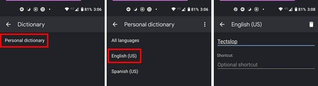 Lisage oma klaviatuuri sõnaraamatusse uus sõna – Android
