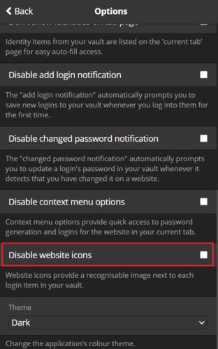 Битварден: Како онемогућити иконе веб локација