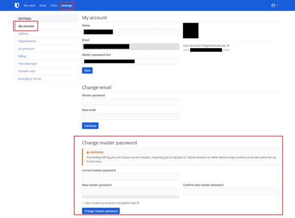 Bitwarden: Hur du säkert roterar ditt kontos krypteringsnyckel när du uppdaterar ditt huvudlösenord
