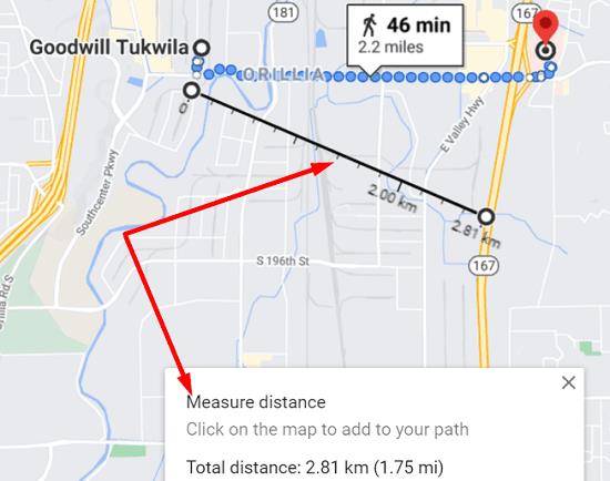 Kuinka mitata etäisyyksiä Google Mapsissa