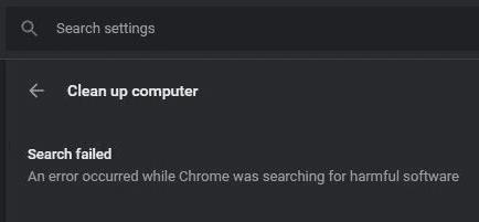 Rregulloni gabimet e Chrome gjatë kërkimit të softuerit të dëmshëm