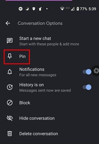 Ako pripnúť a odopnúť konverzácie Google Chat