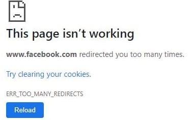 Corregiu l'error empresarial de Facebook "Masses redireccions"