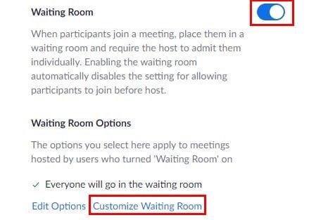 Com personalitzar la sala d'espera del zoom
