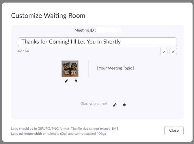 Com personalitzar la sala d'espera del zoom
