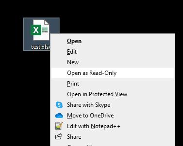 Excel: примусово підказувати «Відкрити як тільки для читання».