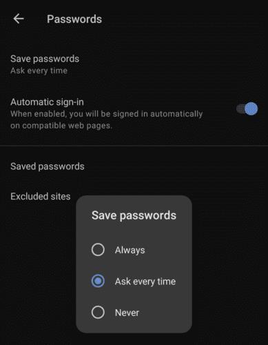 Zabráňte tomu, aby Opera pre Android požadovala uloženie vašich hesiel