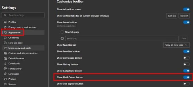 Kaip išjungti „Microsoft Edge Math Solver“.