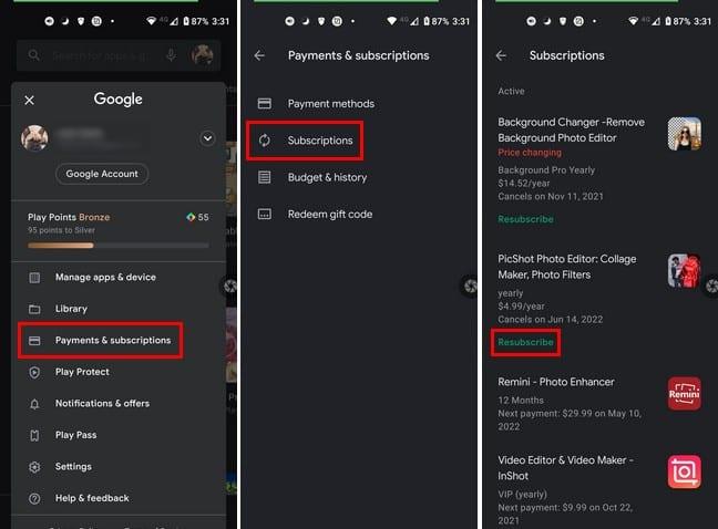 Google Play: Sådan genabonnerer du en app