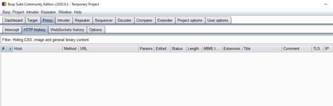 Com filtrar l'historial HTTP a Burp Suite