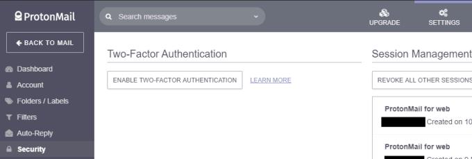 ProtonMail: com habilitar l'autenticació de dos factors