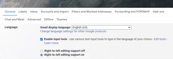 Gmail: kā iespējot tekstu no labās puses uz kreiso